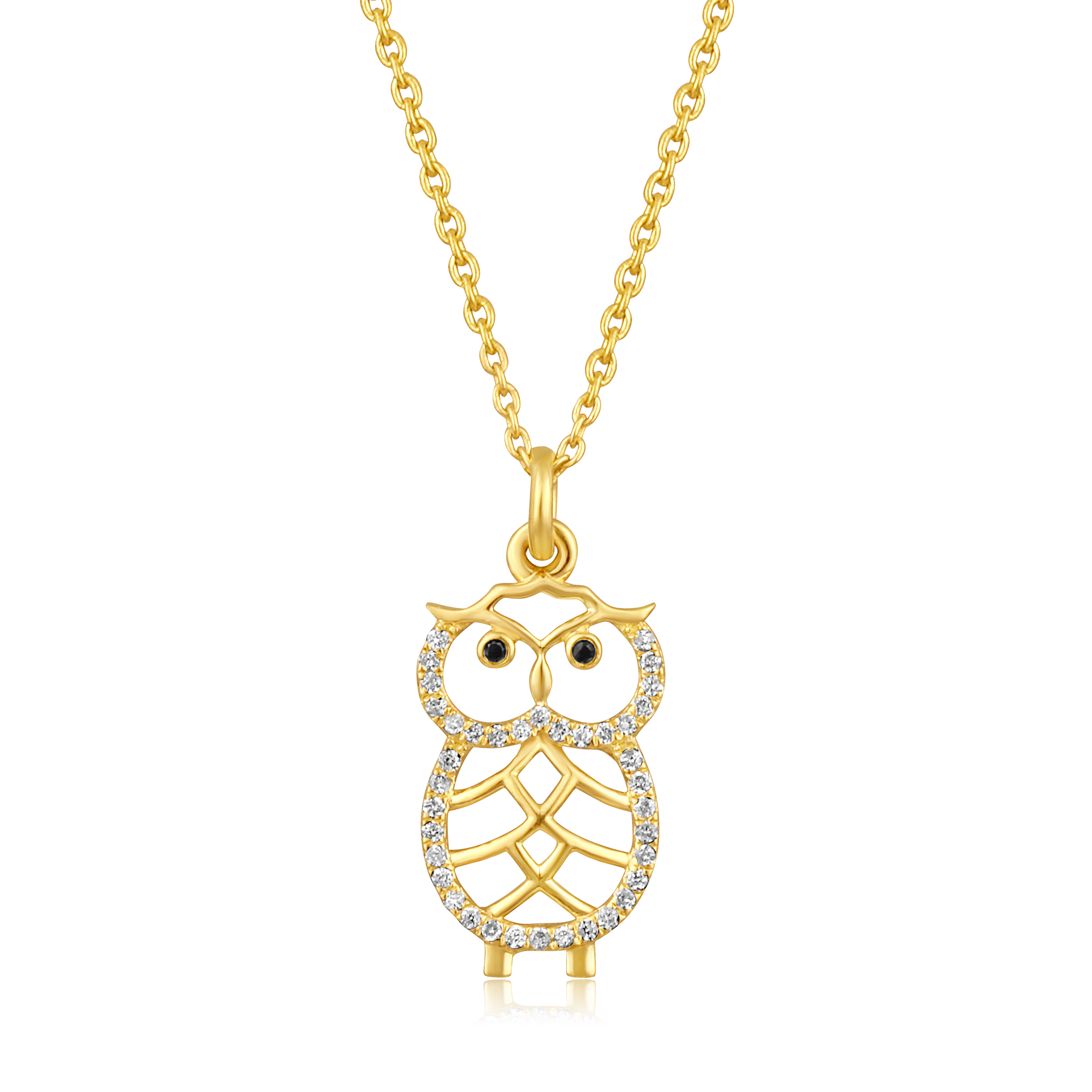 14k solid yellow gold Owl pendant 2024 necklace and herringbone chain Necklace