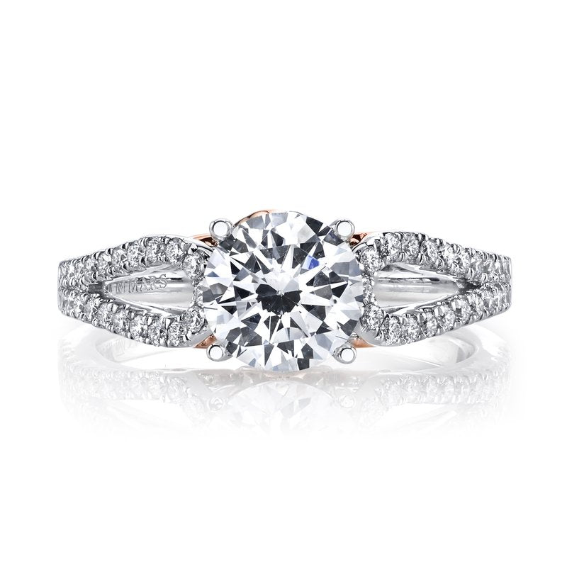 14k White Gold with Rose Gold Details Set With 2.50 CRT Round Brilliant Cut Lab-Grown Diamond