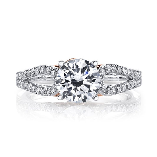 14k White Gold with Rose Gold Details Set With 2.50 CRT Round Brilliant Cut Lab-Grown Diamond