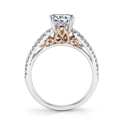 14k White Gold with Rose Gold Details Set With 2.50 CRT Round Brilliant Cut Lab-Grown Diamond