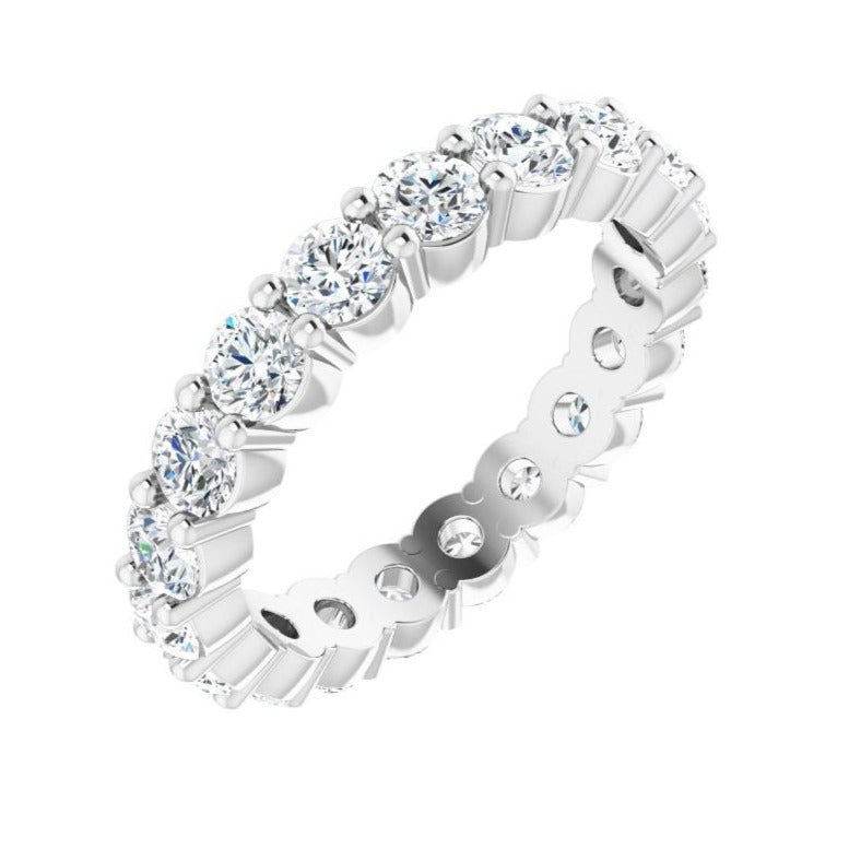 14K White Natural Diamond Eternity Band