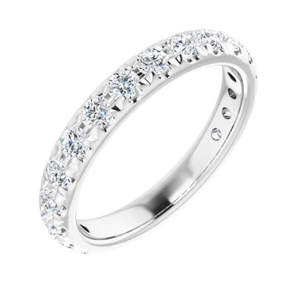 14K White 1 CTW Natural Diamond French-Set Anniversary Band