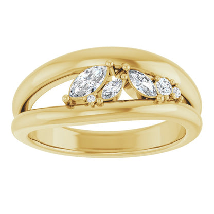 14k Yellow Gold Natural Diamond Fashion Ring