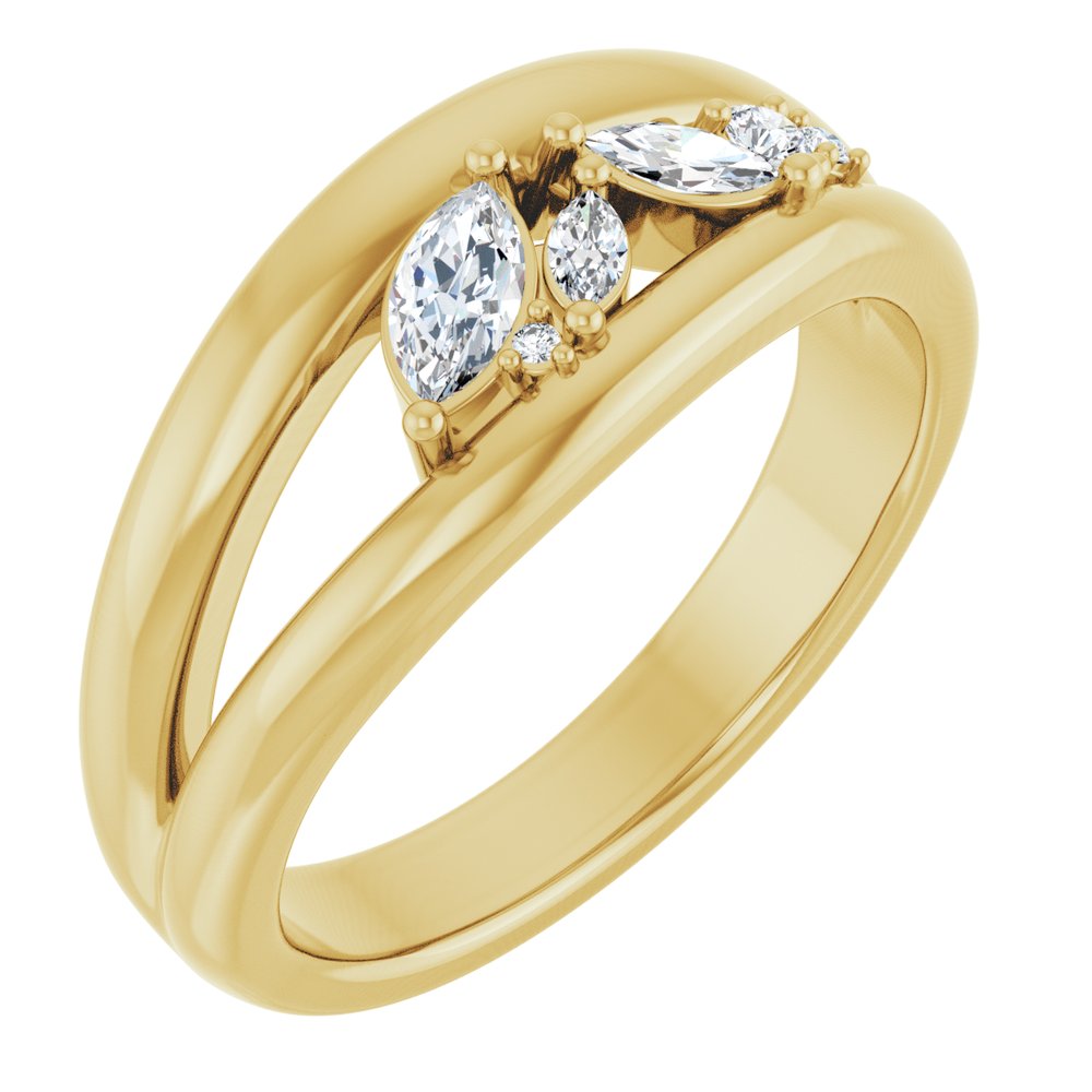 14k Yellow Gold Natural Diamond Fashion Ring