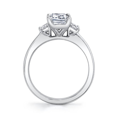 14k White Gold Three-Stone Engagement Ring Set With 3.00 CRT Emerald Cut Lab-Grown Diamond