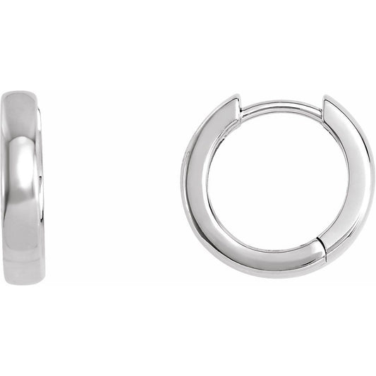 14K White 14 mm Hoop Earrings