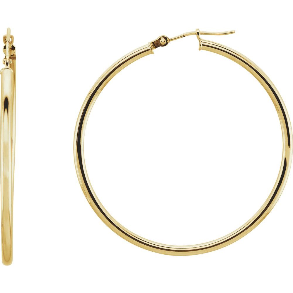 14K Yellow Tube 40 mm Hoop Earrings