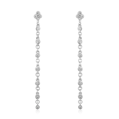 14k White Gold Diamond Drop Earrings