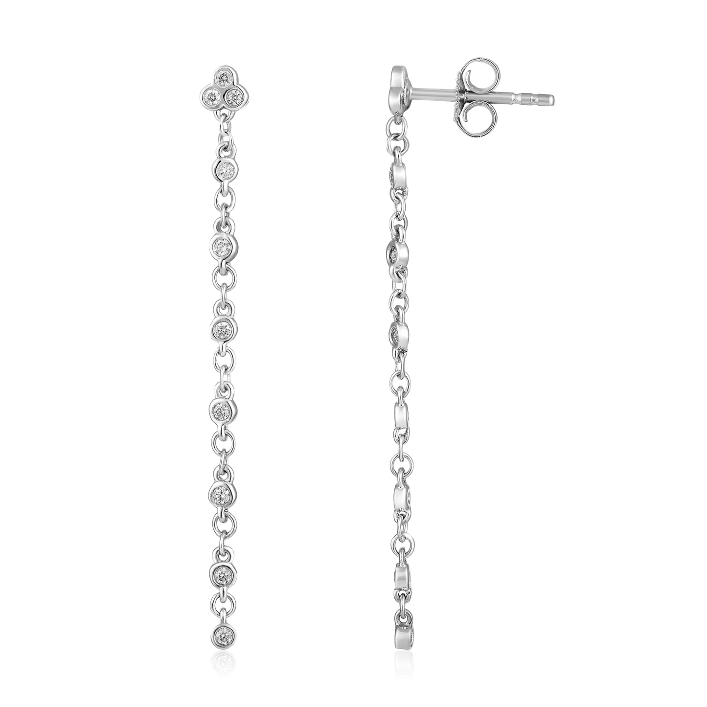 14k White Gold Diamond Drop Earrings