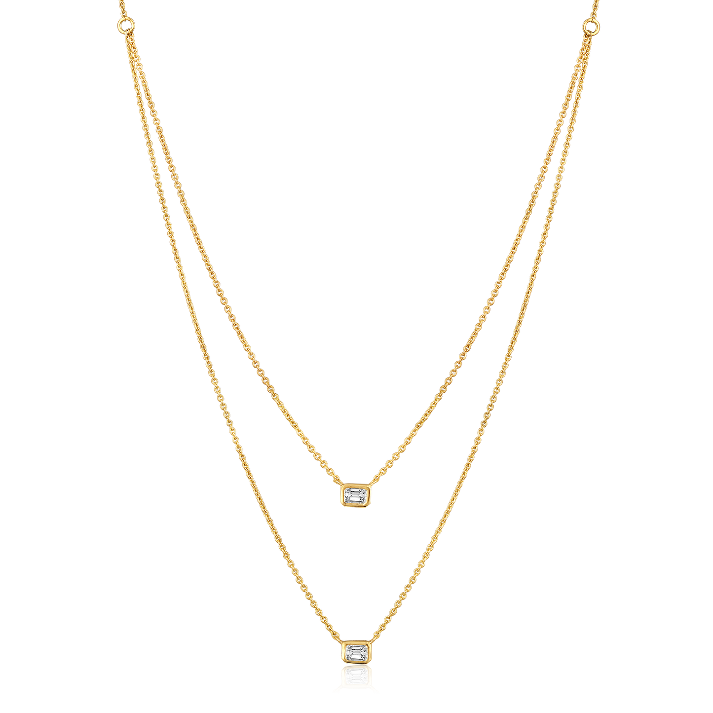 14k Yellow Gold Double Layer Necklace