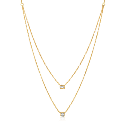 14k Yellow Gold Double Layer Necklace