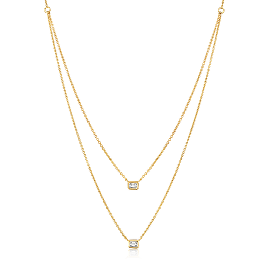 14k Yellow Gold Double Layer Necklace