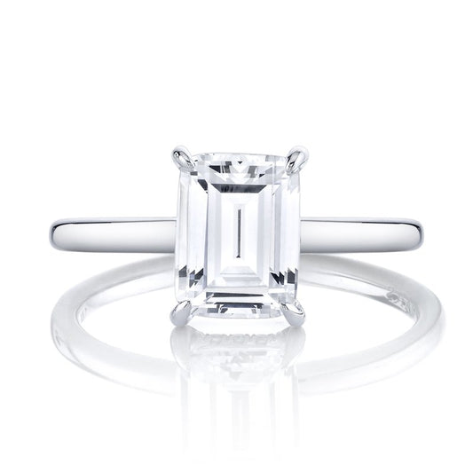 14k White Gold Engagement Ring Solitaire Style with 3.50 CRT Emerald Cut Lab-Grown Diamond