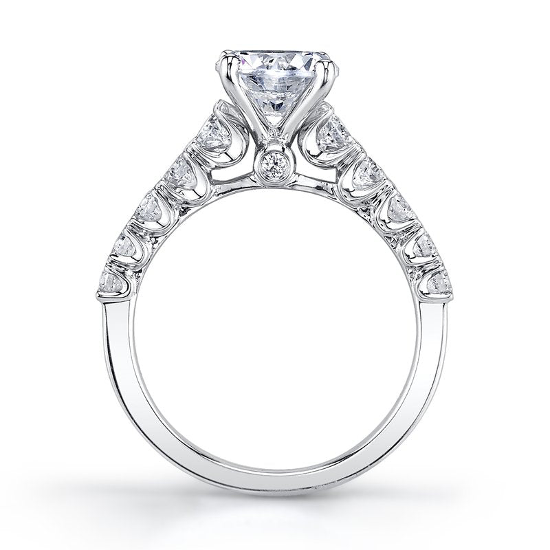 14k White Gold Engagement Ring Set With 3.00 CRT Round Brilliant Cut Lab-Grown Diamond