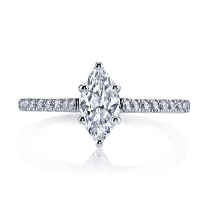 14k White Gold Engagement Ring Set With 2.00 Marquise Cut Lab-Grown Diamond