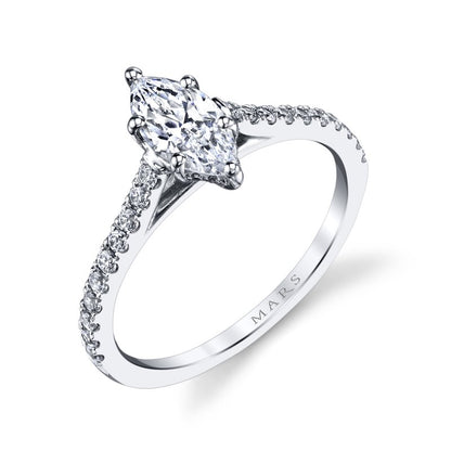 14k White Gold Engagement Ring Set With 2.00 Marquise Cut Lab-Grown Diamond