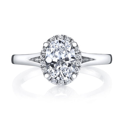 14k White Gold Engagement Ring Solitaire With Halo Set With 2.00 CRT Oval Cut Lab-Grown Diamond