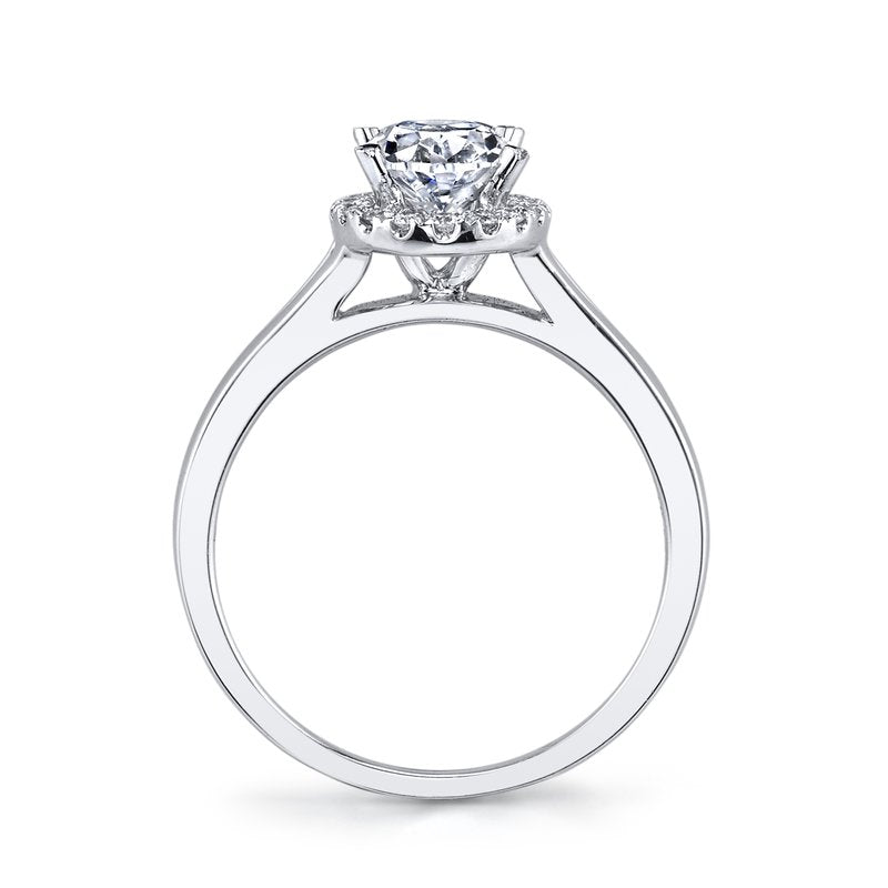 14k White Gold Engagement Ring Solitaire With Halo Set With 2.00 CRT Oval Cut Lab-Grown Diamond