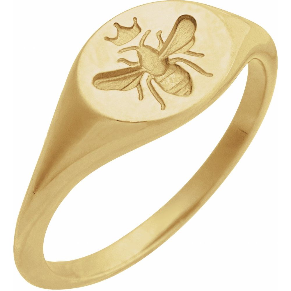 14k Yellow Gold Queen Bee Signet Ring