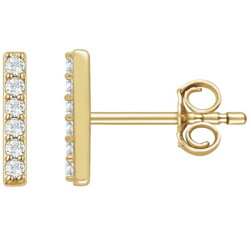 14K Yellow 1/10 CTW Natural Diamond Bar Earrings