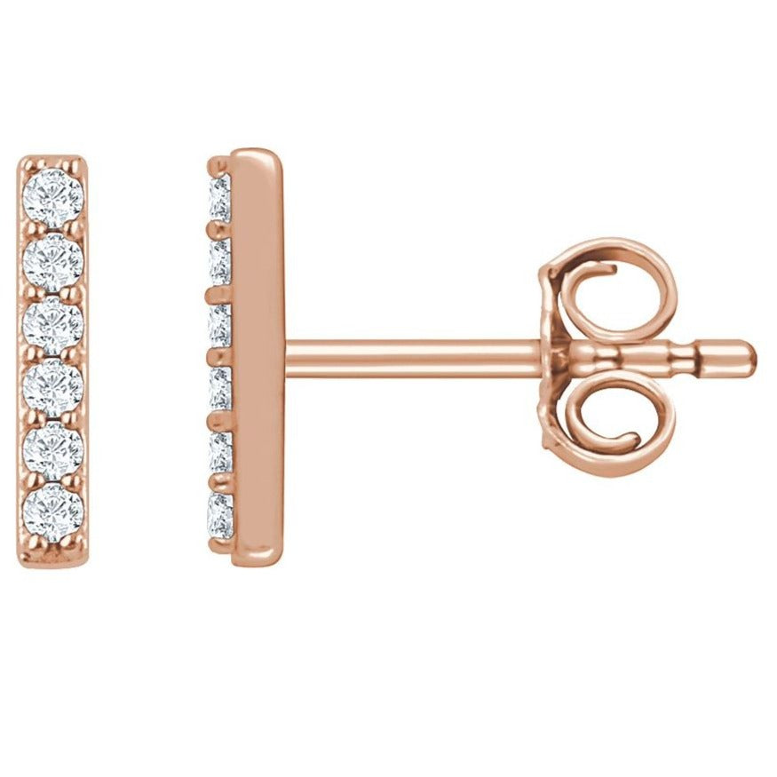 14K Rose 1/10 CTW Lab-Grown Diamond Bar Earrings