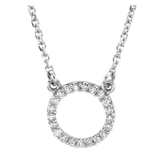 14K White .08 CTW Natural Diamond Circle 16" Necklace