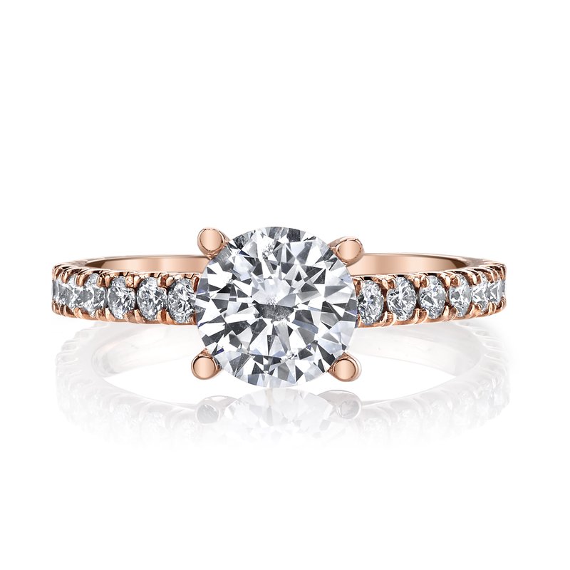 14k Rose Gold Engagement Ring Set With 2.50 CRT Round Brilliant Cut Lab-Grown Diamond