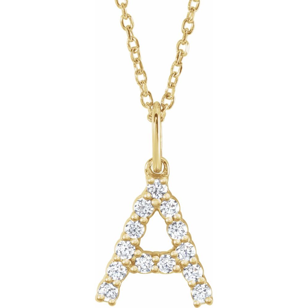 14k Yellow Gold Diamond Initial Pendant