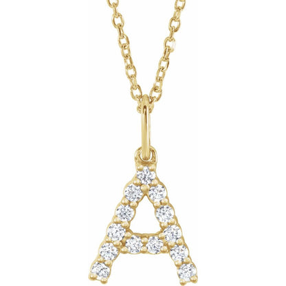 14k Yellow Gold Diamond Initial Pendant