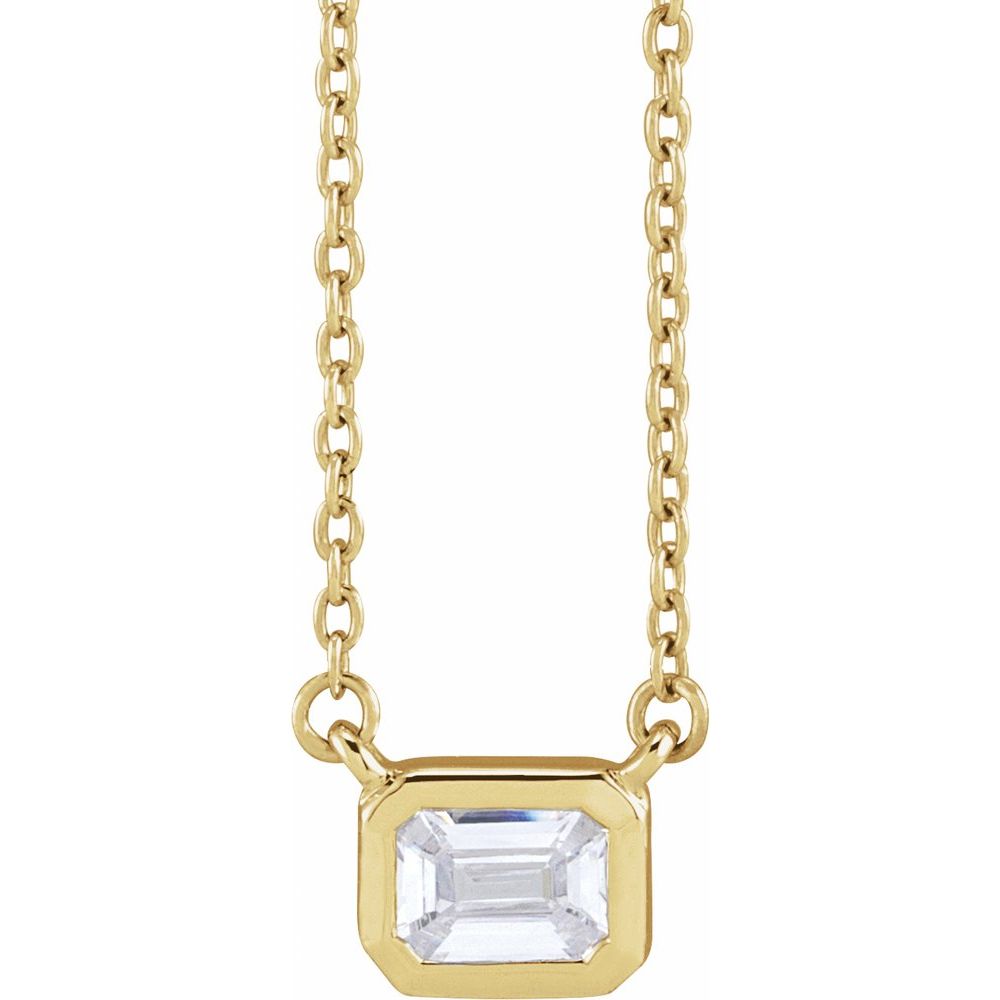 14k Yellow Gold Bezel Emerald Cut Bezel Pendant