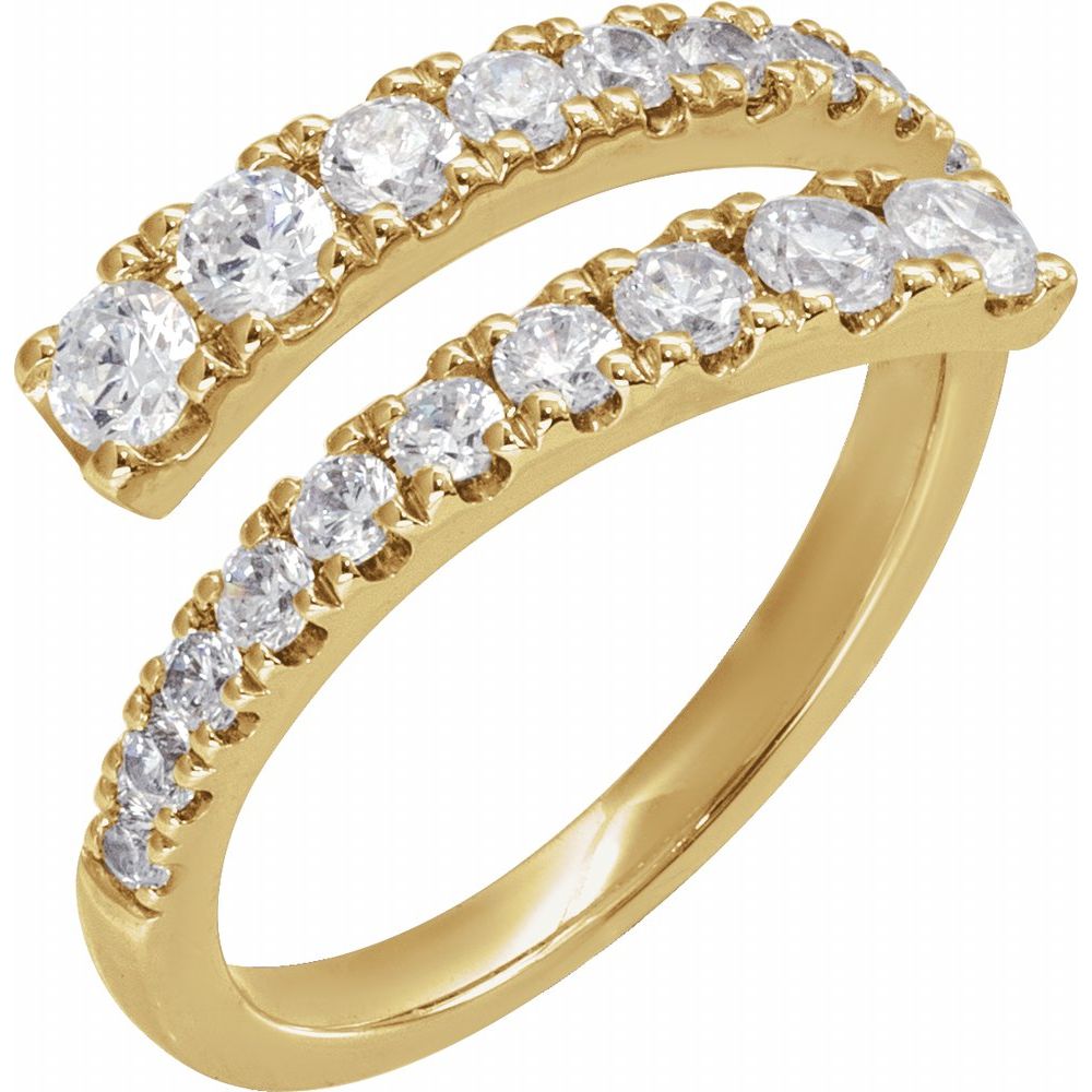 14k Yellow Gold Diamond Bypass Fashion Ring