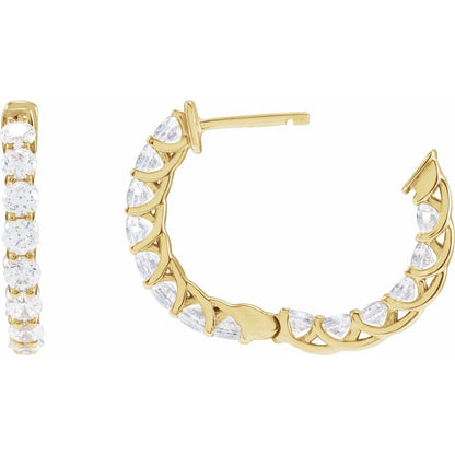 14k Yellow Gold Inside-out Hoops 2 ctw Lab-Grown Diamonds