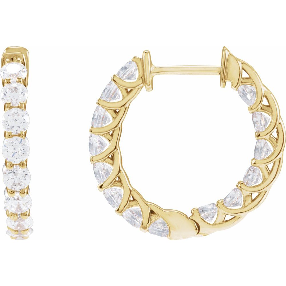 14k Yellow Gold Inside-out Hoops 2 ctw Lab-Grown Diamonds