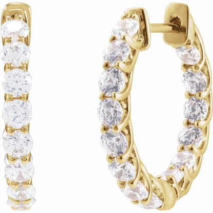 14k Yellow Gold Inside-out Hoops 2 ctw Lab-Grown Diamonds