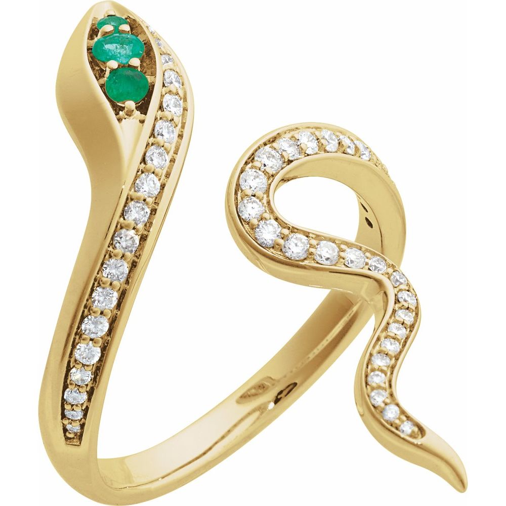 14k Yellow Gold Snake Statement Ring