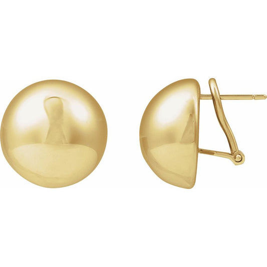 14k Yellow Gold 18mm Domed Clip-on Earrings