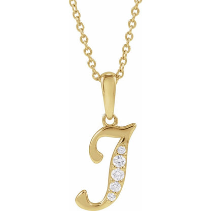 14k Yellow Gold Diamond Initial Necklace