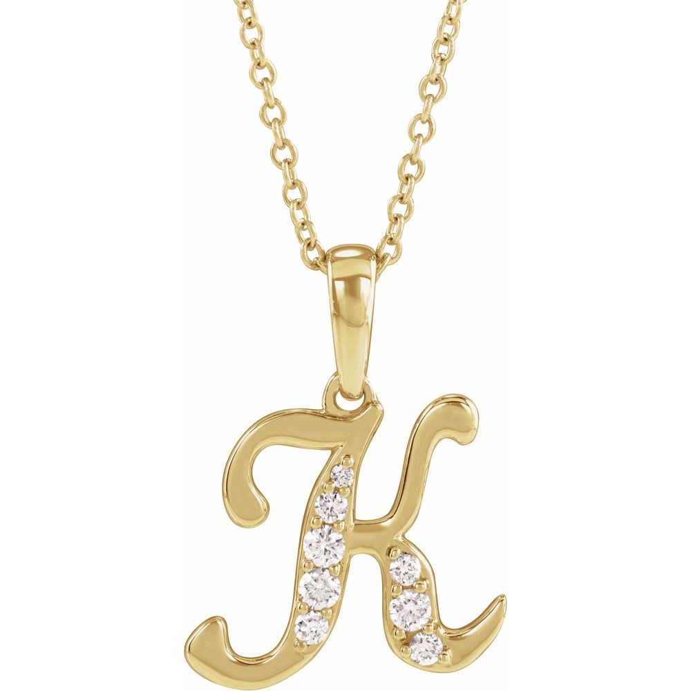 14k Yellow Gold Diamond Initial Necklace