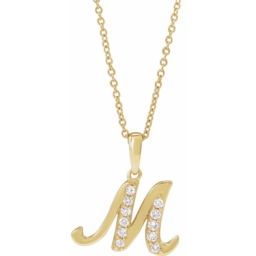 14k Yellow Gold Diamond Initial Necklace