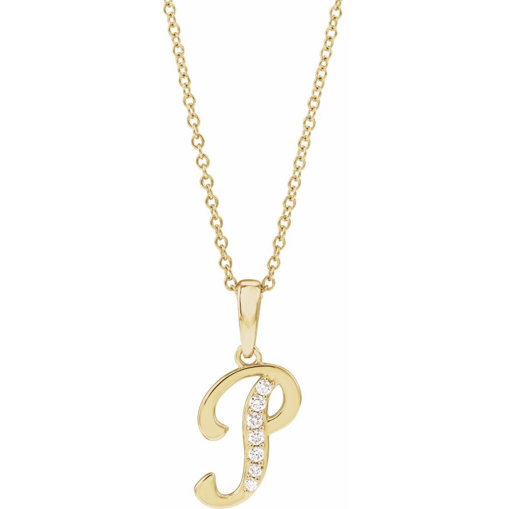 14k Yellow Gold Diamond Initial Necklace