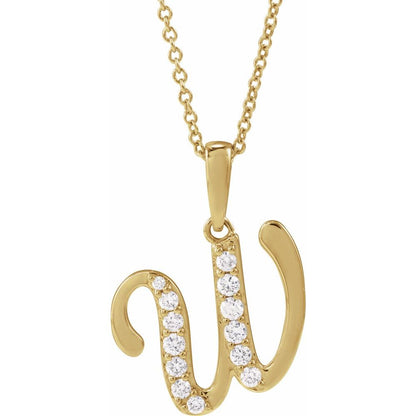 14k Yellow Gold Diamond Initial Necklace