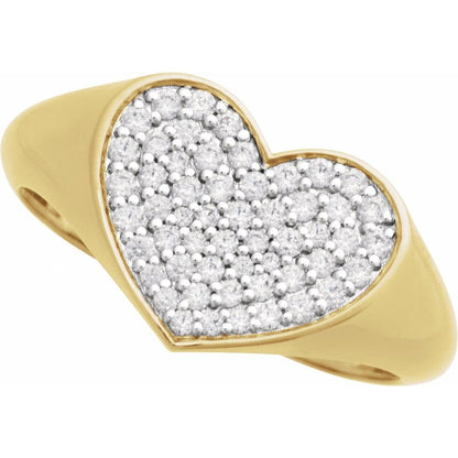 14k Heart Signet Ring