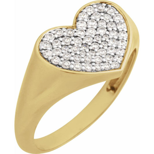 14k Heart Signet Ring