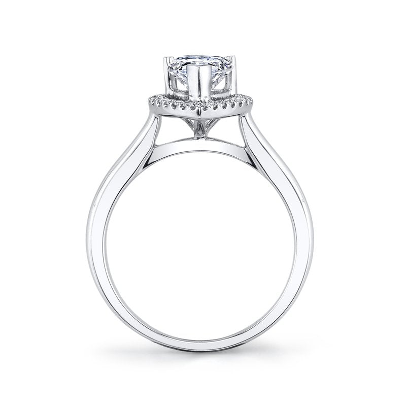 14k White Gold Engagement Ring Solitaire with Halo Set With 2.00 CRT Pear Shape Lab-Grown Diamond