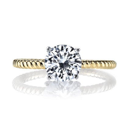 14k Two-Tone Twisted Band Set With 1.50 CRT Round Brilliant Cut Lab-Grown Diamond