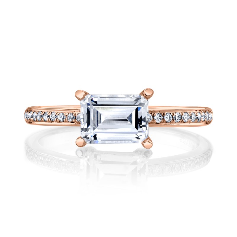 14k Rose Gold Engagement Ring Set With 2.00 CRT Emerald Cut Lab-Grown Diamond