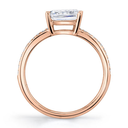 14k Rose Gold Engagement Ring Set With 2.00 CRT Emerald Cut Lab-Grown Diamond