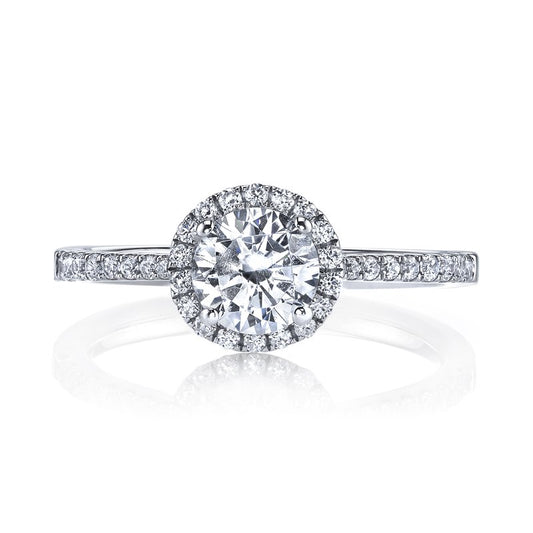 14k White Gold Engagement Ring Halo Style Set With 2.00 CRT Round Brilliant Cut Lab-Grown Diamond