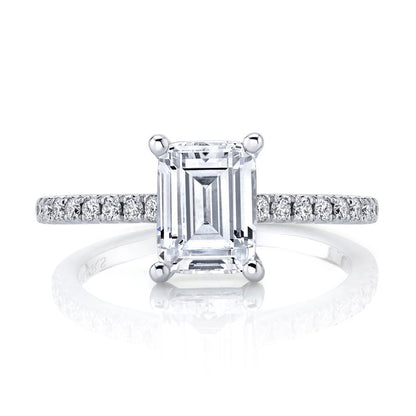 14k White Gold Engagement Ring Set With 2.00 CRT Emerald Cut Lab-Grown Diamond