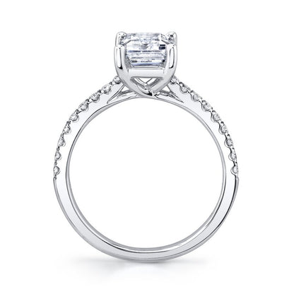 14k White Gold Engagement Ring Set With 2.00 CRT Emerald Cut Lab-Grown Diamond